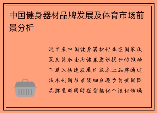 中国健身器材品牌发展及体育市场前景分析